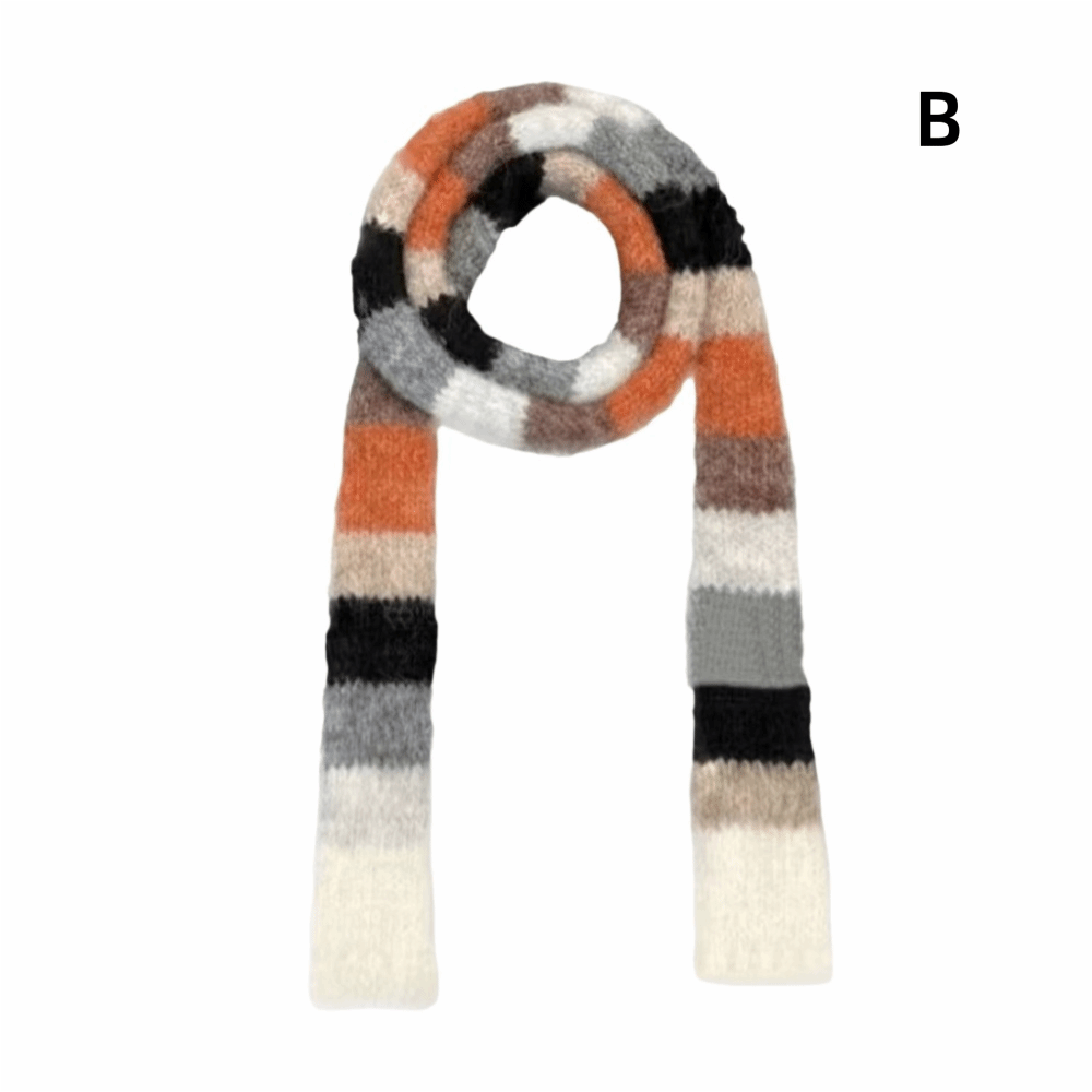 Winter Clothing Looks - Y2K Style Striped Knitted Scarf Warm