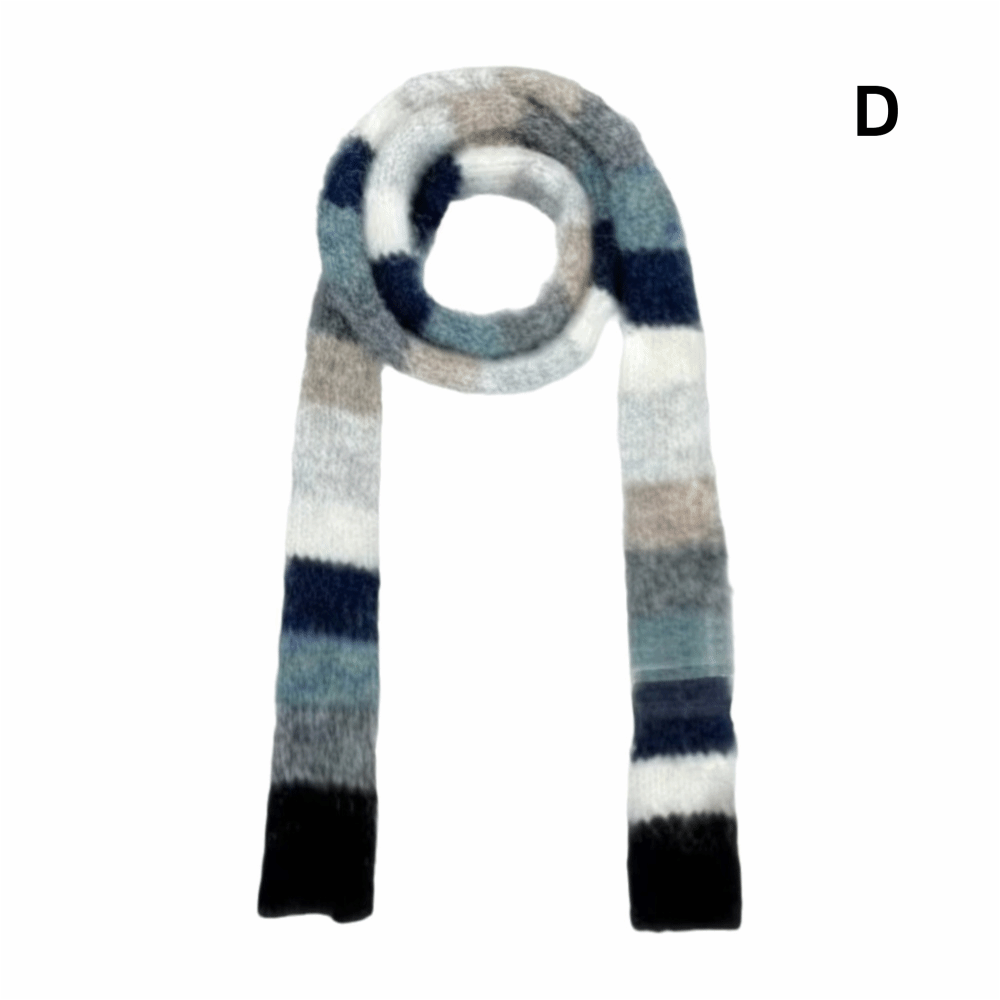 Winter Clothing Looks - Y2K Style Striped Knitted Scarf Warm