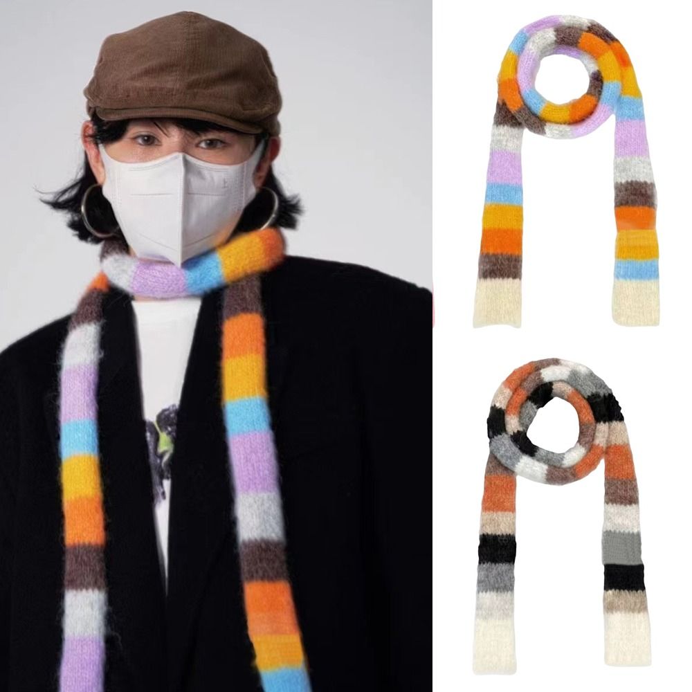Winter Clothing Looks - Y2K Style Striped Knitted Scarf Vintage