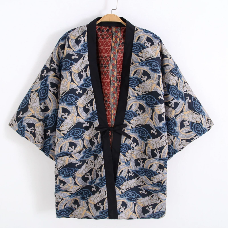 Traditional Winter Japanese Clothing - Autumn Winter Japanese Dragon Print Hanten