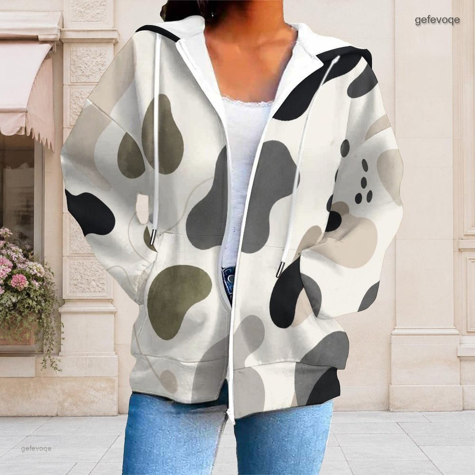 Winter Clothes Shop - Spring Printed Plus Size Outwear For