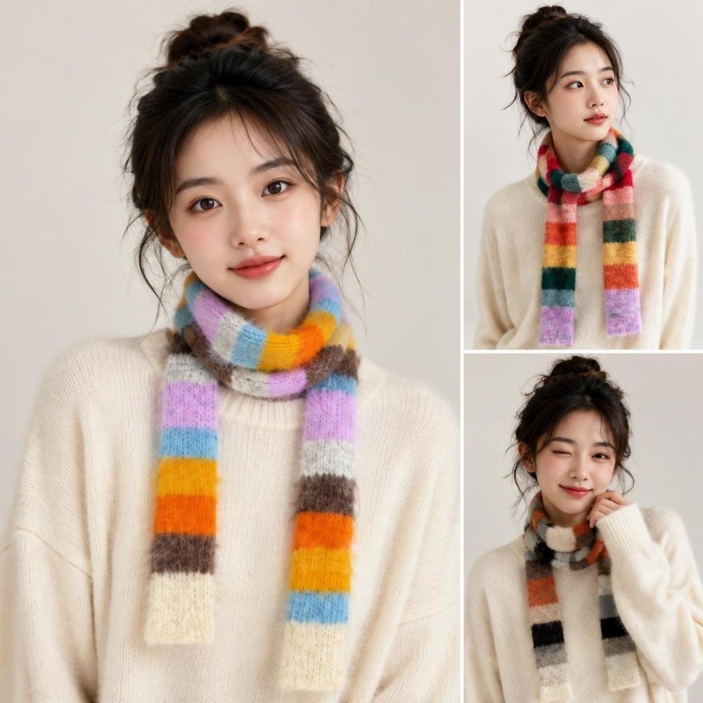 Winter Clothing Looks - Y2K Style Striped Knitted Scarf Vintage