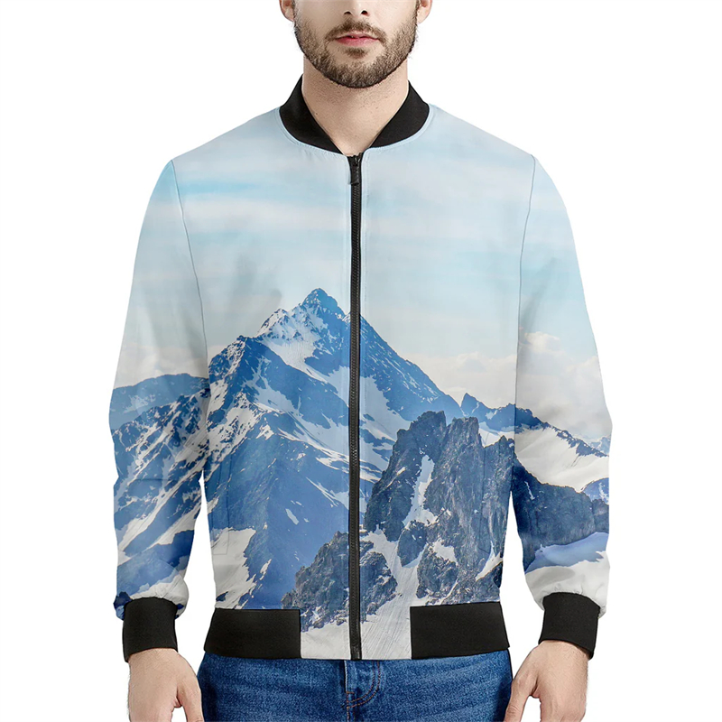 Mountain 3D Printed Bomber Jac - огляд і ціна Quality Winter Clothing Bomber Jacket