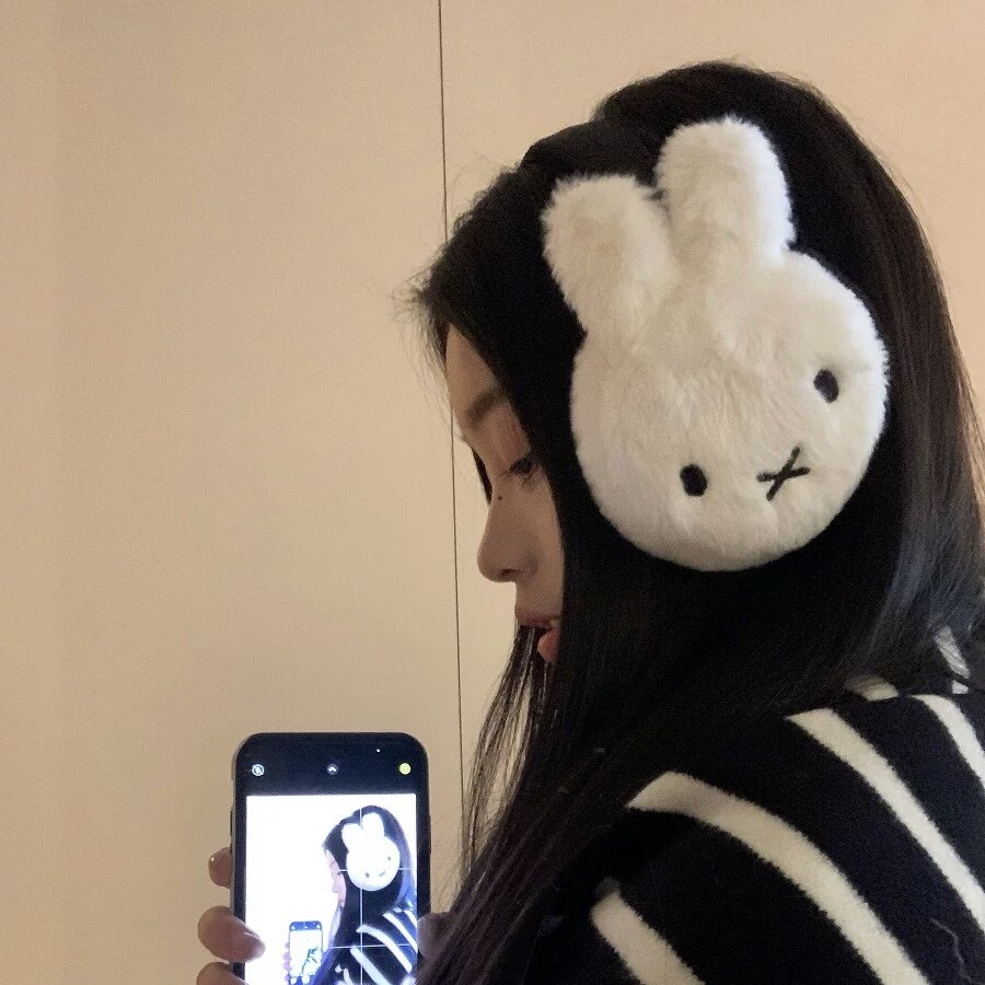 Cute White Miffy Rabbit Plush  - огляд і ціна Winter Clothing Earmuffs