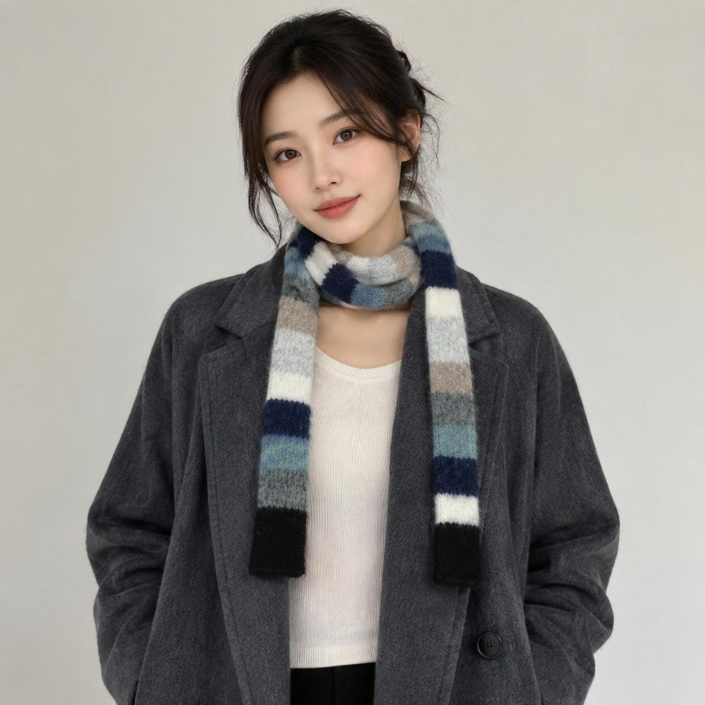 Y2K Style Striped Knitted Scar - огляд і ціна Winter Clothing Looks
