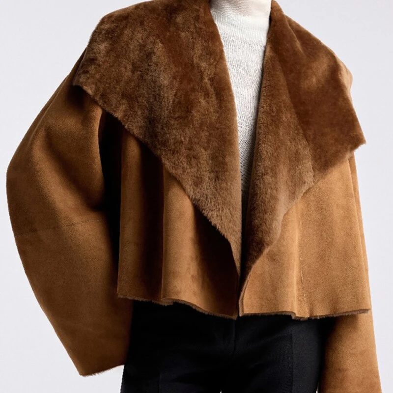 Women Faux Suede Jacket Revers - огляд і ціна Winter Clothing Pictures
